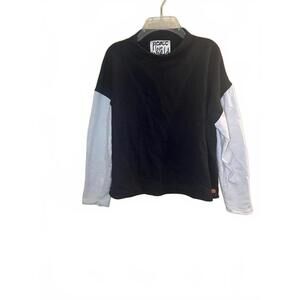 Peace Love World Black and White Raglan Long Sleeve Crop Sweatshirt Size XL